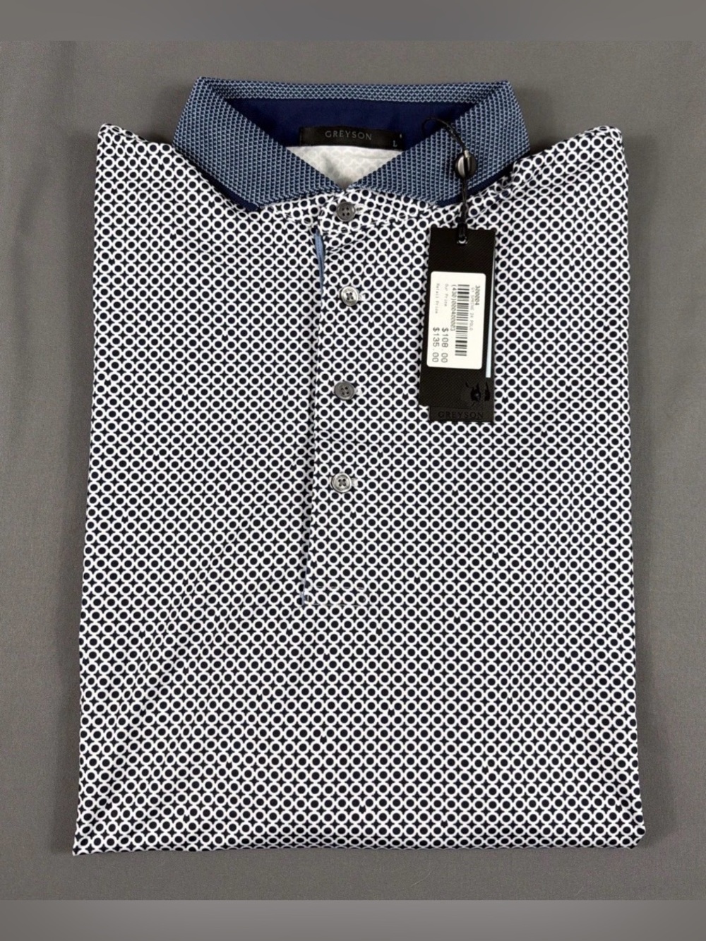 Greyson Golf Shirt Polo Sleeve Logo Midnight Sun Print Large Arctic MSRP $118